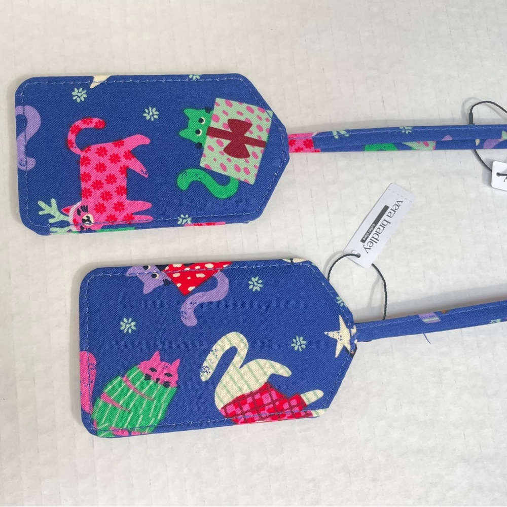 Set of 2 Vera Bradley Luggage Tags ID Tags Kitty Cats - Catnip Christmas NWT
